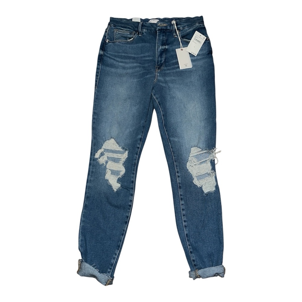 NWT Good American Good Waist Skinny Jeans Distressed High Rise - 10/30